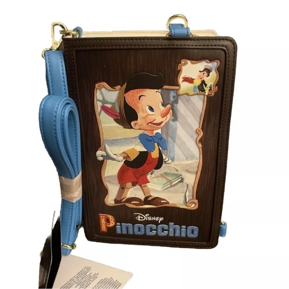 Loungefly Handbags - Loungefly NWT Pinocchio Storybook Convertible Backpack & Crossbody Bag